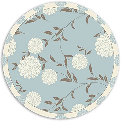 SparrowFloor Teppich Vinyl-Teppich ⌀ 60cm Runder Bodenschutz in der Küche PVC Küchenmatte Modernes Zuhause Vinyl-Boden Schlichte Matte - weiße Blumen SparrowFloor Teppich Vinyl-Teppich ⌀ 60cm Runder Bodenschutz in der Küche PVC Küchenmatte Modernes Zuhause Vinyl-Boden Schlichte Matte - weiße Blumen von Coloray