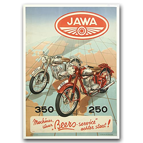 Vintage Posteria Poster Bild Bilder 30x40 cm Wand Kunst Wandbilder Schlafzimmer Anschlag Vintage Deko Ohne Rahmen WandKunst Posters Moderne Zimmer - Java Vintage Motorrad Poster von Coloray