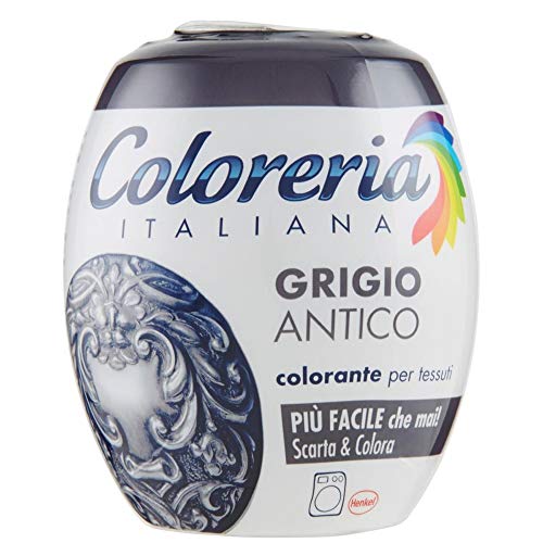 Coloreria Italiana Textilfarbe Antik-Grau, Flüssigkeit, 300g, Salz enthalten von Coloreria Italiana
