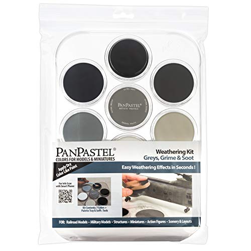 PanPastel 30702 Wettereffekte Grau, Schmutz und Ruß 7 Farben Kit für Hobby & Modellierung Ultra Soft Artist Pastell w/Sofft Tools & Palette Tablett von PanPastel