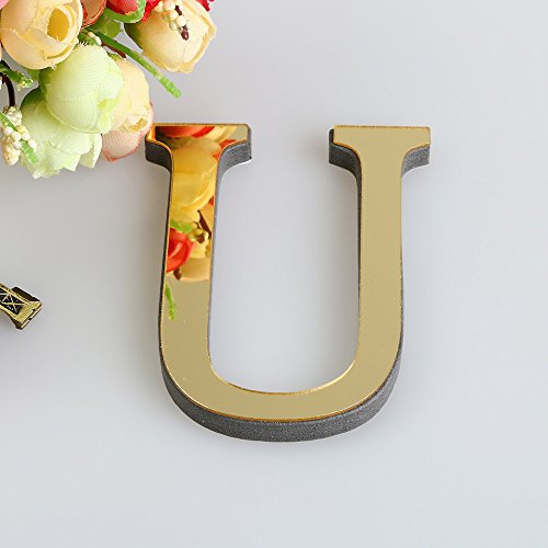 ABC Wandaufkleber 26 Gold Alphabet Wandtattoo 3D Spiegel Wandsticker, Kreativ Spiegel Buchstaben Aufkleber, DIY selbstklebende Schlafzimmer Wohnzimmer Kinderzimmer Colorful (U) von Colorful Home Deco