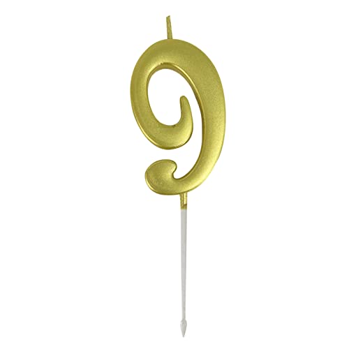Colorful 5CM Geburtstagskerzen Zahl Kerzen 3D Gold Glitzer Dekorative Geburtstagstorte Number Candle 0 1 2 3 4 5 6 7 8 9 Kuchen Topper Dekoration für Hochzeitsparty Hochzeit (9) von Colorful Home Tool