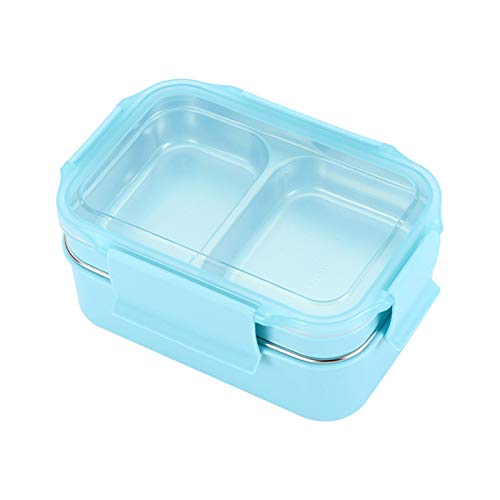Colorful Home Tool Edelstahl Brotdose 1000ml, Lunchbox mit Fächern, 2 Fach Bento Box Brotbox Vesperdose Frischhaltedose für Kinder Erwachsene Schule Freizeit Camping (Blau) von Colorful Home Tool