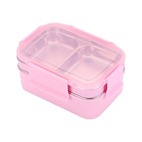 Colorful Home Tool Edelstahl Brotdose 1000ml, Lunchbox mit Fächern, 2 Fach Bento Box Brotbox Vesperdose Frischhaltedose für Kinder Erwachsene Schule Freizeit Camping (Pink) von Colorful Home Tool