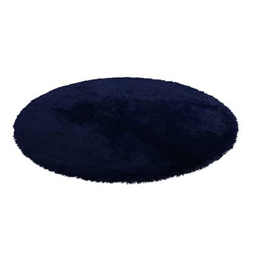 Colorful Künstlicher Nachahmung Lammfell Teppich, ø40 cm Rounde Lammfellimitat Longhair Fell Optik Nachahmung Wolle Bettvorleger Stuhl Matte Sofa Matte Rugs (Navy, ø40cm) von Colorful Outdoor