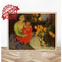 Mutter Und Kind Hinter Dem Blumenstrauß/Mere Et Enfant Devant Une Boule De Fleurs Von Pablo Picasso Museum Poster Gallery von ColorfulDreamsStudio