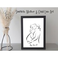 Mutter Und Baby Line Art. Simple Minimalist Wandkunst. Muttertag Geschenk Für Frau Vom Kind. One Line Illustration von ColorfulSimoneArt
