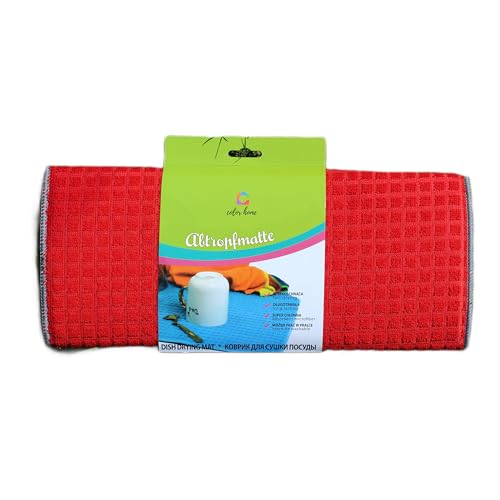 Colorhome Abtropfgestell Geschirr Abtropfmatte - 39 x 49 cm - Mikrofaser - Beidseitig Maschinenwaschbar - Rot Grau Colorhome Abtropfgestell Geschirr Abtropfmatte - 39 x 49 cm - Mikrofaser - Beidseitig Maschinenwaschbar - Rot Grau von Colorhome