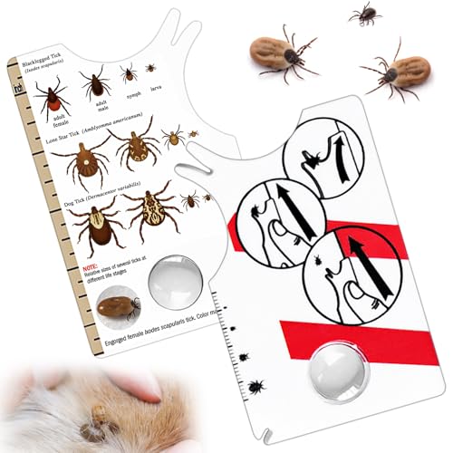 Colorich 2 Stück Zeckenkarte Mensch, Zeckenkarte Hund Katze, Zecken Entfernen, Zecken Karte mit Lupe für Menschen Kinder Hunde Katzen von Colorich ㅤ