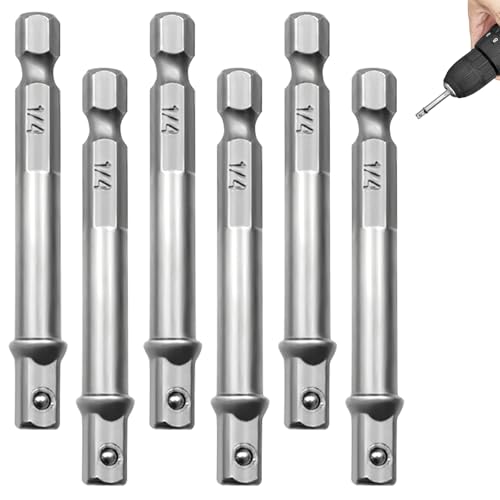 Colorich 6 Stück Stecknuss Adapter, 1/4 Zoll Bit Adapter Sechskantadapter, Sechskantschaft für Bohrmaschine und Akkuschrauber, Bit-Halter, Silber von Colorich ㅤ
