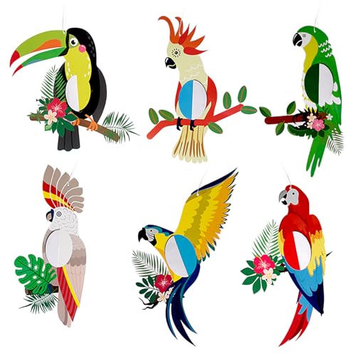 Colorich 6 Stück Tropische Vogeldekoration Hawaii Deko, Dschungel Deko Geburtstag, Gartenparty Deko Sommer Deko, für Kindergeburtstag Deko Sommerfest Hawaii Party Beachparty Poolparty Deko von Colorich ㅤ
