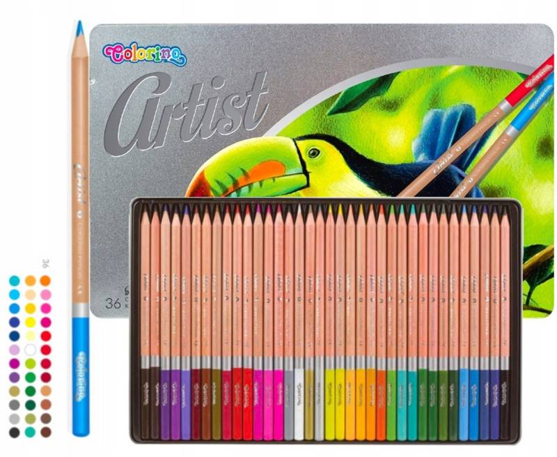 Colorino Dekorierstift Colorino Artist Buntstifte 36 Farben – Metallbox – Hohe Qualität (36-tlg) von Colorino