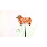 Blumentopf Schäfchen Keramik Gartenstecker von ColorofceramicJuliaD