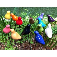Keramik Vogel Pflanzpfahl 10 cm Durchmesser Keramik Vogel Pflanzpfahl 10 cm Durchmesser von ColorofceramicJuliaD