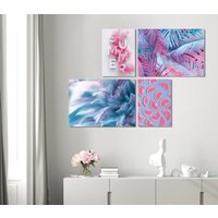 4Er Set Leinwand Kunstdruck - Sommer Mode Wandkunst Komposition Von 4 Stück Mid-Century Gemälde Wand Dekor Gerahmt Hang von ColorsOFLifeHomeArt