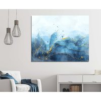 Abstrakte Blaue Leinwandkunst, Leinwanddruck Home Dekor, Gerahmte Drucke, Abstrakte Wandkunst, Blaue Kunst Abstrakter Stil Leinwandkunst von ColorsOFLifeHomeArt