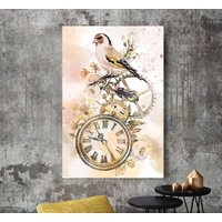 Abstrakte Meise Wandkunst, Leinwanddruck Home Dekor, Gerahmt Druck, Dekoration Wandkunst Design, Abstrakte Uhr Und Leinwandmalerei Kunst von ColorsOFLifeHomeArt