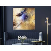 Abstraktes Gesicht Leinwandbild, Leinwanddruck Home Dekor, Gerahmt Druck, Dekoration Wandkunst Design, Gemälde Wandkunst, Abstrakter Leinwandstil von ColorsOFLifeHomeArt