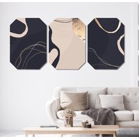 Achteck Leinwandbild - 3Er Set Leinwanddruck Abstraktes Gemälde Hängen Home Dekor Versandkostenfrei von ColorsOFLifeHomeArt