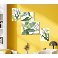 Aquarell Botanik 4Er Set Leinwand Kunstdruck - Home Wall Art Canvas 4-Teilig- Abstrakte Malerei Wandkunst Wand Dekor Gerahmt Hang von ColorsOFLifeHomeArt