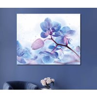 Blaue Orchidee Leinwand Wandkunst, Leinwanddruck Wohnkultur, Gerahmter Druck, Dekoration Wandkunst Design, Orchideenblume Home Art Decor von ColorsOFLifeHomeArt