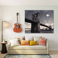 Bridge Leinwandbild, Wandkunst Auf Leinwand, Leinwanddruck, Wandkunst, Schwarz-Weiß-Wandkunst, Gerahmtes Bild von ColorsOFLifeHomeArt