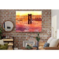 Brooklyn Bridge Sonnenuntergang Leinwandbild, Leinwanddruck Home Dekor, Gerahmt Druck, Dekoration Wandkunst Design von ColorsOFLifeHomeArt