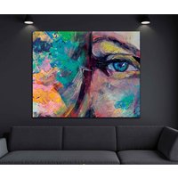 Bunte Abstrakte Frau Auge Leinwand Wand-Dekor, Leinwand-Druck-Wohnkultur, Gerahmter Druck, Dekoration Wand-Kunst-Design, Gesicht Wand-Kunst von ColorsOFLifeHomeArt