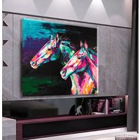 Cheval, Art Mural, Peinture Sur Toile Pop Art, Impression De Décoration Intérieure, Encadrée, Design D'art Colorée von ColorsOFLifeHomeArt