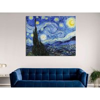 Die Sternenklare Nacht - Vincent Van Gogh Reproduktion Leinwandbild || Verschiedene Größen Gewickelte Leinwand Auf Holzrahmen von ColorsOFLifeHomeArt