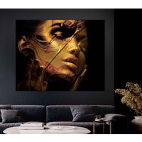 Gold Gesicht Leinwand Kunst, Druck Home Dekor, Gerahmt Druck, Dekoration Wandkunst Design, Gemälde Frau von ColorsOFLifeHomeArt