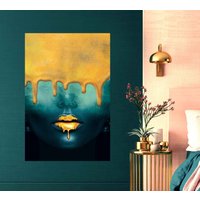 Gold Lippen Wandkunst, Leinwanddruck Home Dekor, Gerahmt Druck, Dekoration Wandkunst Design, Frau Wall Art Dekor von ColorsOFLifeHomeArt