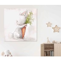 Grauer Hase Leinwandbild, Leinwanddruck Home Dekor, Gerahmter Druck, Dekoration Wandkunst Design, Gemälde Wandkunst, Kinderzimmer Leinwandkunst von ColorsOFLifeHomeArt