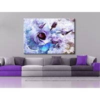 Lila Abstrakte Rosen Wandkunst, Leinwanddruck Home Dekor, Gerahmter Druck, Blau Leinwandkunst Fertig Zum Aufhängen, Abstrakter Stil von ColorsOFLifeHomeArt