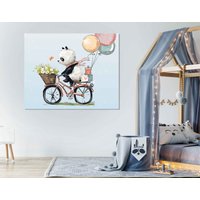 Panda Fahrrad Wandkunst, Leinwanddruck Home Dekor, Gerahmt Druck, Dekoration Wandkunst Design, Gemälde Kinderzimmer von ColorsOFLifeHomeArt