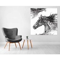 Pferd Wandkunst, Leinwanddruck Tier Home Decor - Gerahmt Druck Deko Wandkunst Design Schwarz Weiß Abstraktes von ColorsOFLifeHomeArt