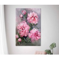 Rosa Pfingstrosen Wandkunst, Leinwanddruck Home Dekor, Gerahmt Druck, Dekoration Wandkunst Design, Gemälde Leinwand Abstrakte Kunst von ColorsOFLifeHomeArt