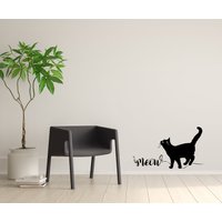 Schwarze Katze Aufkleber - Schwarz Graue Wandtattoo & Grau von ColorsOFLifeHomeArt