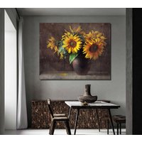 Sonnenblumen Leinwandbild, Leinwanddruck Home Dekor, Gerahmt Druck, Dekoration Wandkunst Design, Gemälde von ColorsOFLifeHomeArt