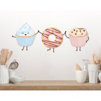 Süßer Kuchen Und Donat Aufkleber - Küchen Wandtattoo Desserts von ColorsOFLifeHomeArt