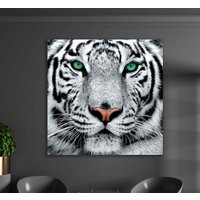 Weißer Tiger Leinwand Wandkunst, Leinwanddruck Wohnkultur, Gerahmter Druck, Dekoration Wandkunst Design, Schwarzweiße von ColorsOFLifeHomeArt