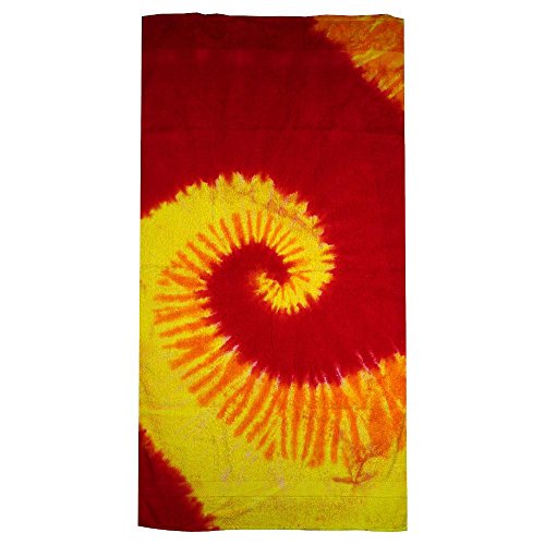 Colortone Batik Badehandtuch Strand 80 x 150 cm | Badetücher in verschiedenen Mustern | Handtuch Strand aus Bauwolle-Frottee | Handgefärbtes Batik Design Erwachsene Kinder | Blaze, OneSize von Colortone