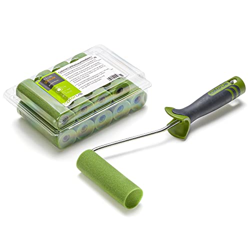 10 x Colorus Farbroller Set Lackierwalze 11 cm superfein | Lackierrolle mit beidseitig konkaver Endung | Lackrolle für Lacke wasserbasierte | Schaumstoff Rollen konkav mit 2K Lackierrollen Bügel 10 x Colorus Farbroller Set Lackierwalze 11 cm superfein | Lackierrolle mit beidseitig konkaver Endung | Lackrolle für Lacke wasserbasierte | Schaumstoff Rollen konkav mit 2K Lackierrollen Bügel von Colorus