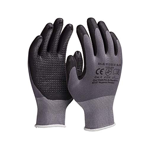 12 Paar Profi Arbeitshandschuhe Gr. 8 (M) | Grob genoppte Nitril Handschuhe | Gartenhandschuhe Haushaltshandschuhe | Montagehandschuhe Nitril-Handschuhe | Handschuhe Baustelle, Arbeit von Colorus