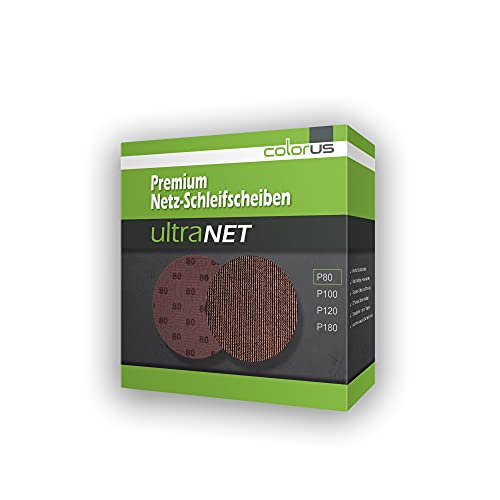 Colorus 25 x Premium Schleifgitter Ø 225 mm | Klett Schleif-Netzgitter Körnung 80 | Schleifscheiben Aluminiumoxid | Gitterschleifscheiben Feinschleifgitter, volle Staubabsaugung | Klettschleifgitter von Colorus