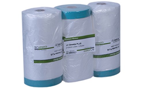 3 x Colorus Masker Tape PLUS UV Gewebe 210cm x 20m Abdeckfolie Maskerband in Spitzenqualität, für raue Untergründe von Colorus