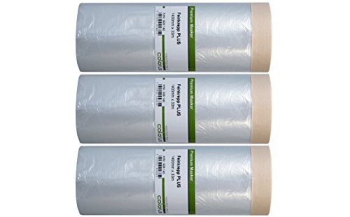 3 x Colorus Masker Tape PLUS Feinkrepp | Selbstklebende Malerfolie 140 cm x 33 m | Abdeckfolie für glatte und leicht raue Oberflächen im Innenbereich | Malerkrepp-Abdeckfolien-Klebeband 3 x Colorus Masker Tape PLUS Feinkrepp | Selbstklebende Malerfolie 140 cm x 33 m | Abdeckfolie für glatte und leicht raue Oberflächen im Innenbereich | Malerkrepp-Abdeckfolien-Klebeband von Colorus