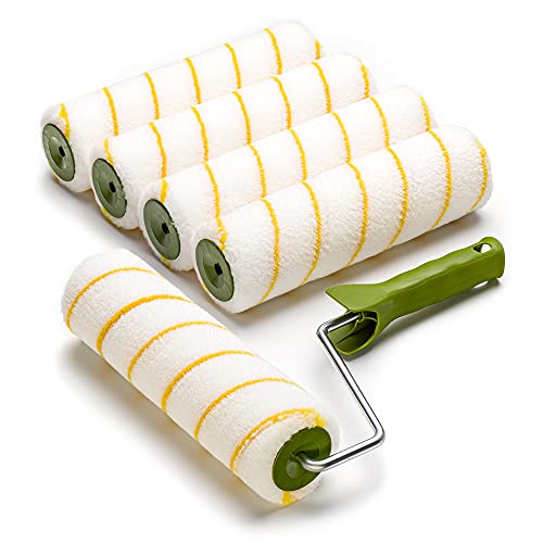 5 x Colorus Gelbfaden Farbroller Set | Malerwalze 25 cm | Farbwalze Streichset Wandfarbe u. Decke | Malerrollen Steckbügel | Farbrolle für Renovierung Teleskopstange Malerzubehör aufsteckbar 5 x Colorus Gelbfaden Farbroller Set | Malerwalze 25 cm | Farbwalze Streichset Wandfarbe u. Decke | Malerrollen Steckbügel | Farbrolle für Renovierung Teleskopstange Malerzubehör aufsteckbar von Colorus