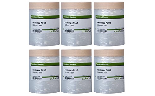 6 x Malerkrepp Masker Tape 33 m PROFI mit 55 cm Abdeckfolie - Abklebeband - Abdeck Klebeband mit Malerfolie von Colorus