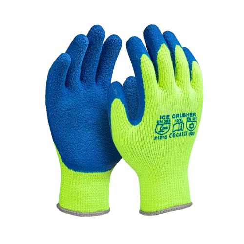 Colorus 12 x Profi Arbeitshandschuhe Gr.10 (XL) | Gefütterte Winter Handschuhe | Gartenhandschuhe Forsthandschuhe | Arbeitshandschuhe Winter mit Latex Beschichtung | 12 Paar Winterhandschuhe Arbeit von Colorus